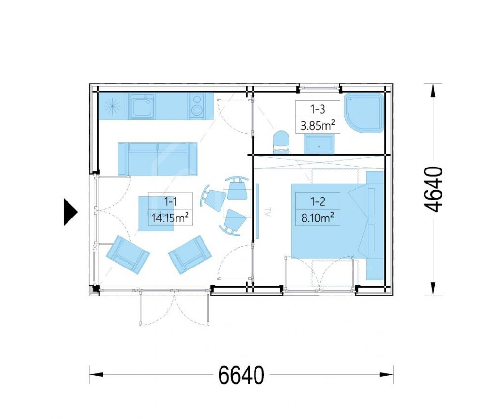Studio de jardin PREMIUM de 30 m² (34 mm + bardage), 6.5 x 4.5 m