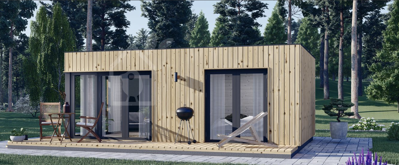 Studio de jardin PREMIUM de 30 m² (34 mm + bardage), 6.5 x 4.5 m